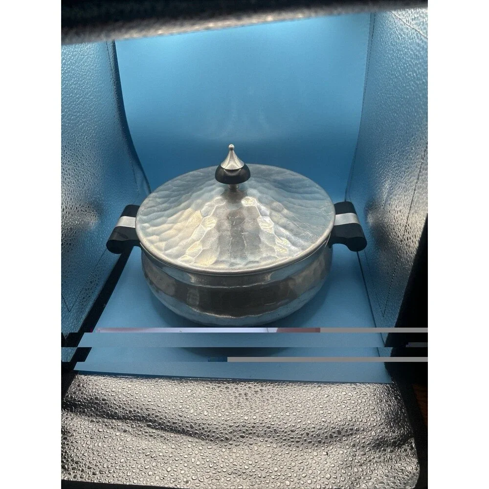 Vintage MMM Spain Hammered Aluminum Covered Casserole Incomplete No Glass Dish